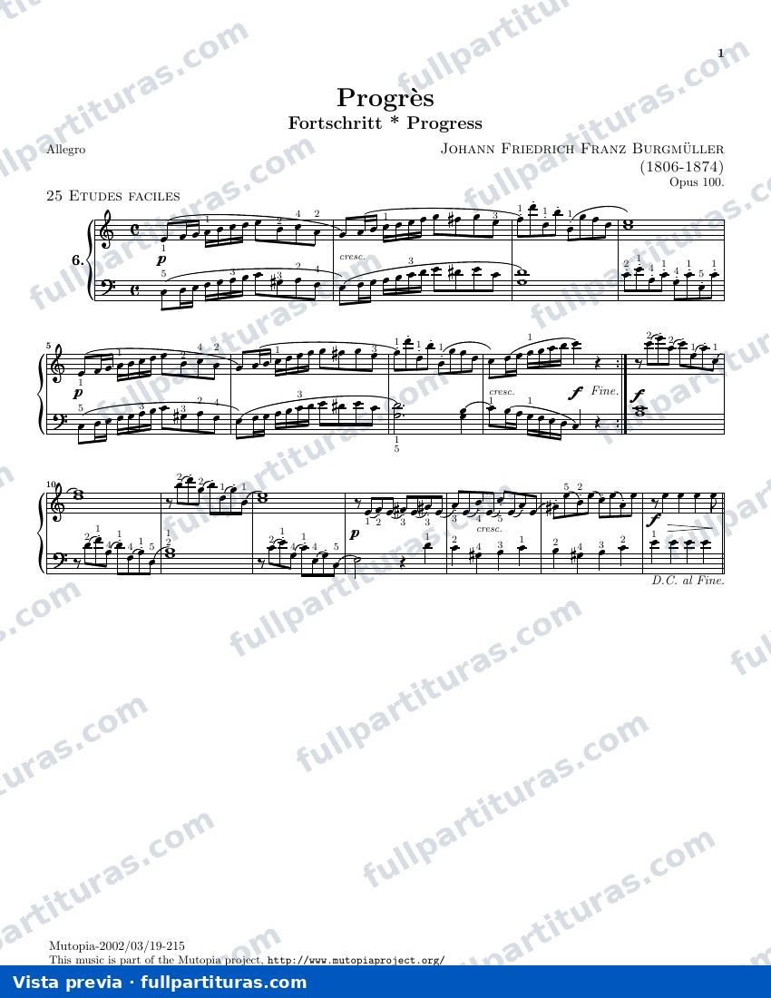25 studi facili Op. 100: 6 progress — preview