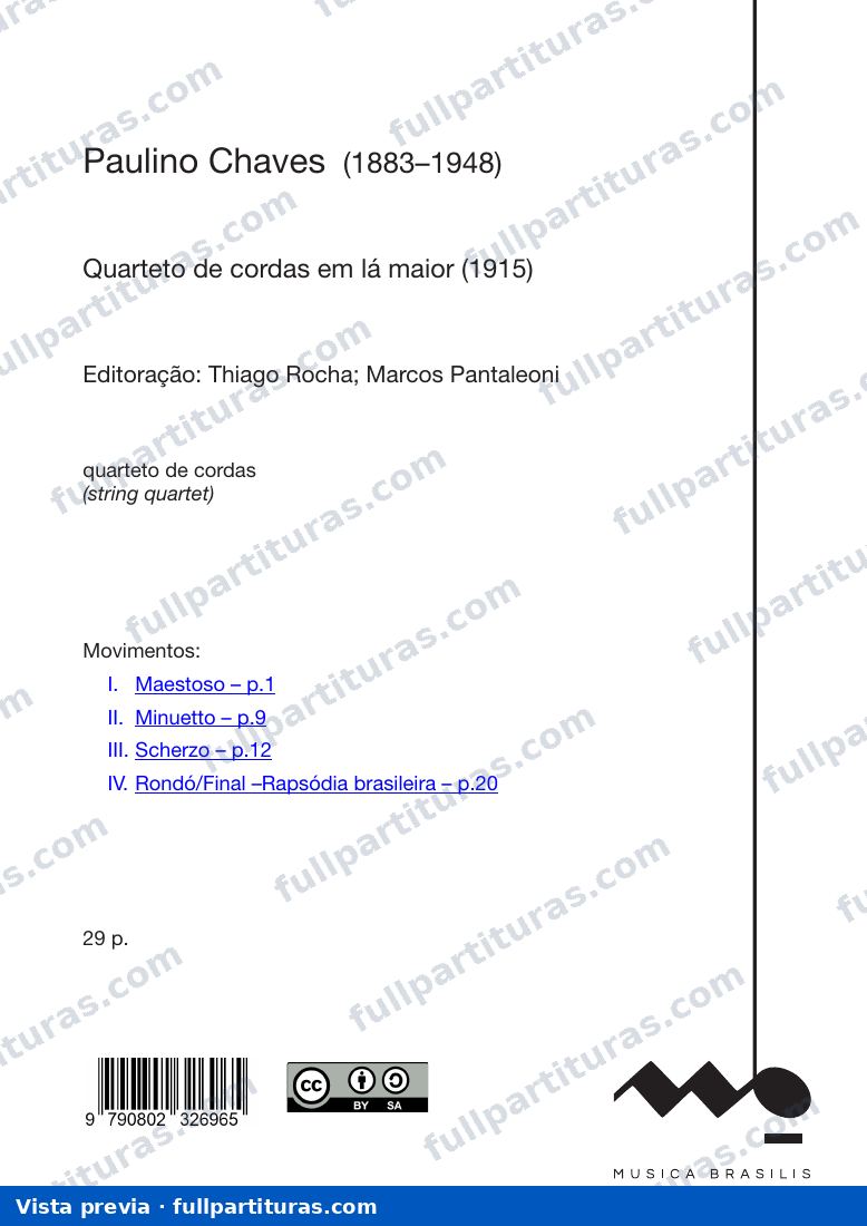 Quarteto de cordas em lá maior — preview