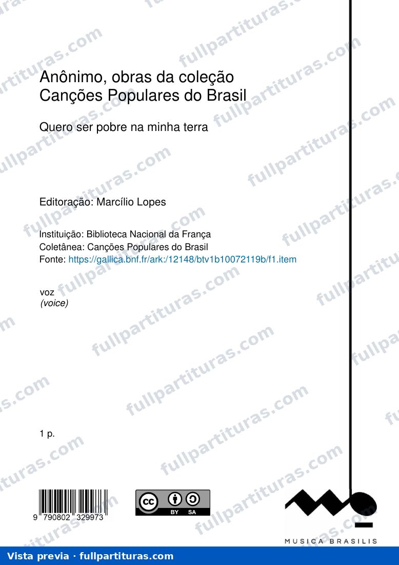 Quero ser pobre na minha terra, Anônimo — preview