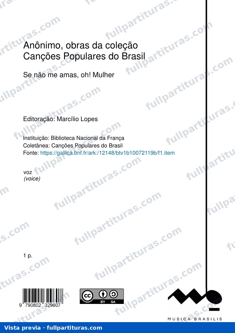 Se não me amas, oh! Mulher, Anônimo — preview