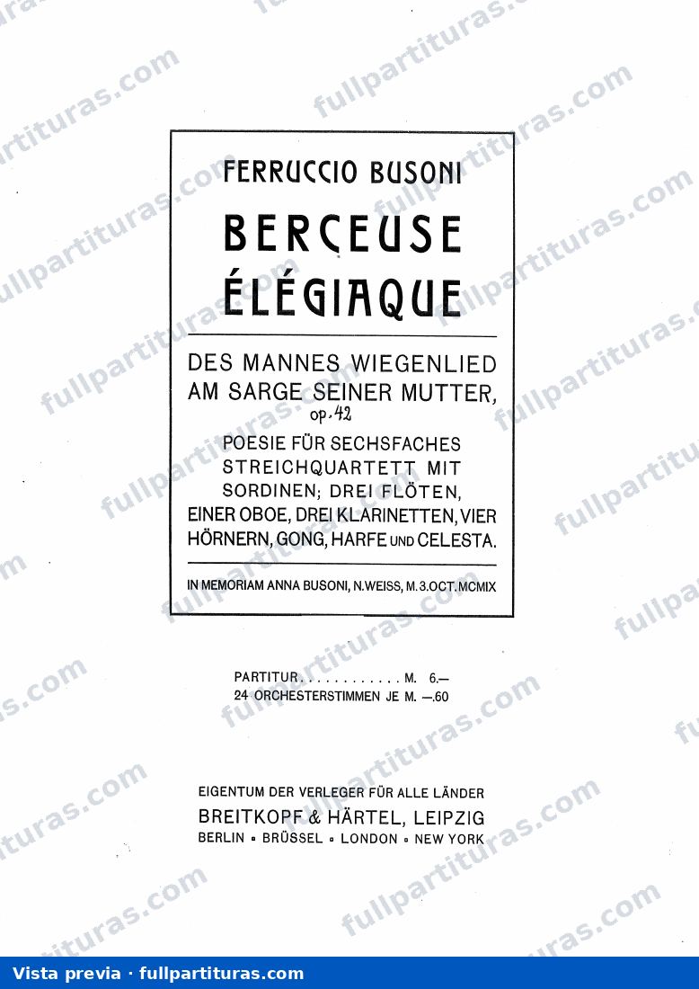 Berceuse Ã©lÃ©giaque, Op.42, BV 252a — preview
