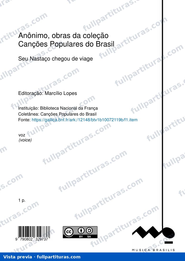 Seu Nastaço chegou de viage, Anônimo — preview