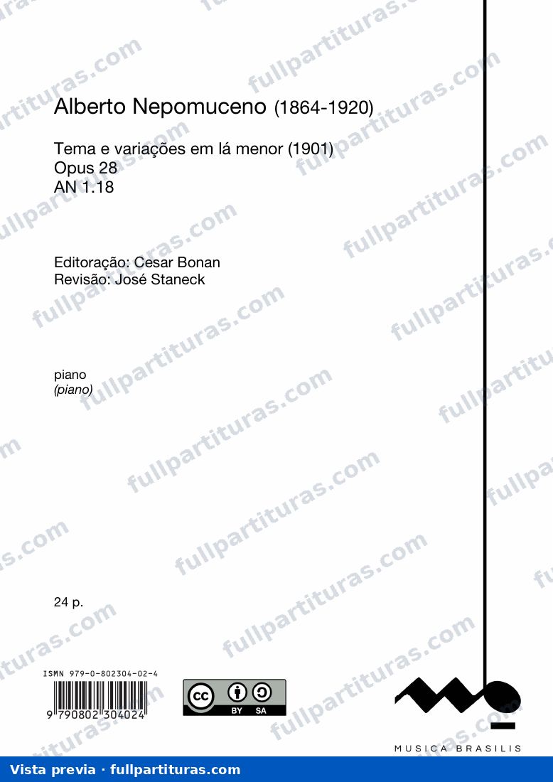 Tema e variações em lá menor opus 28 — preview