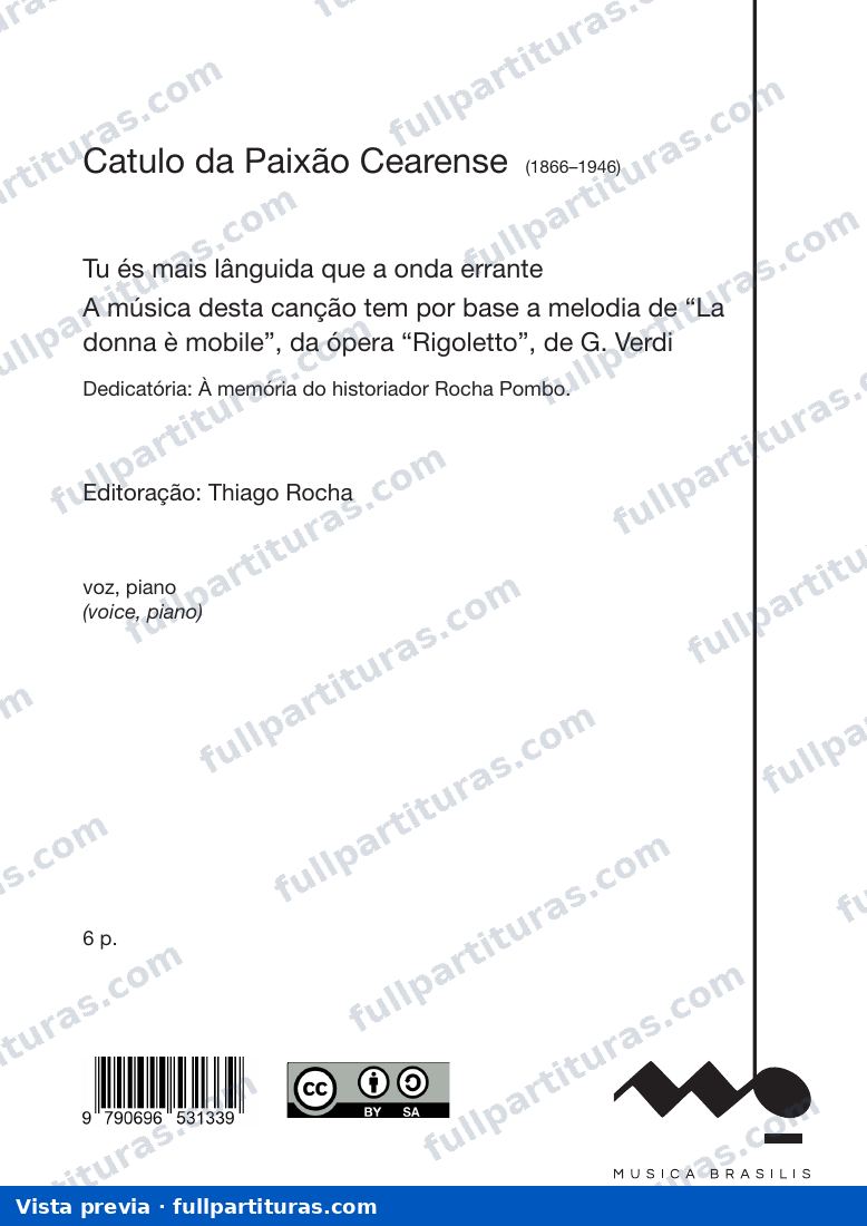 Tu és mais lânguida que a onda errante — vista previa