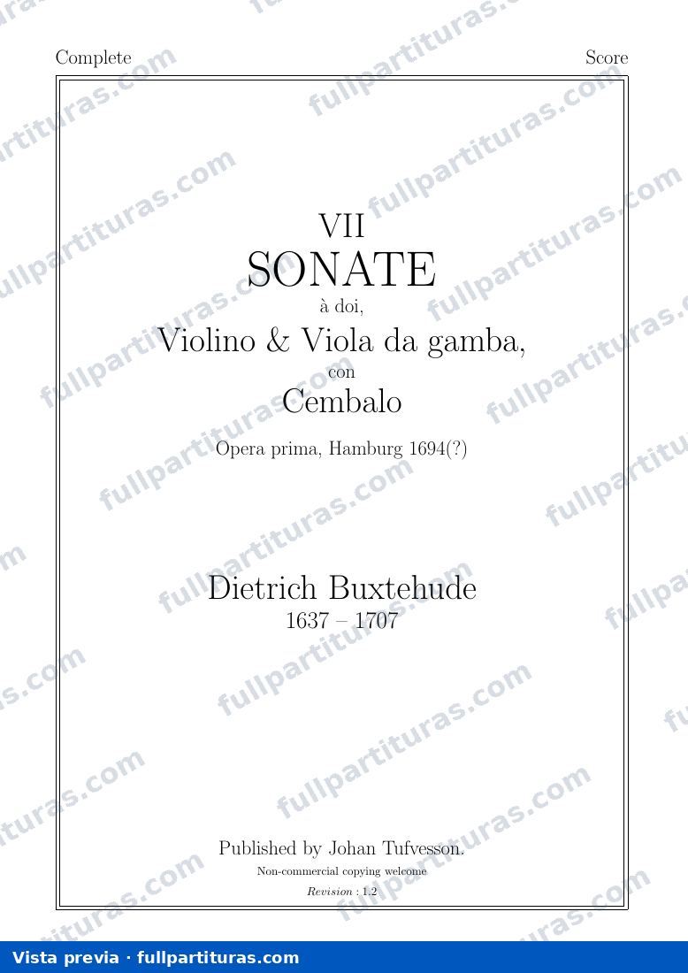 Chorale Preludes and Magnificats for Organ, BuxWV 177-224: 7 Sonatas para Violín, Viola da Gamba y Continuo — preview