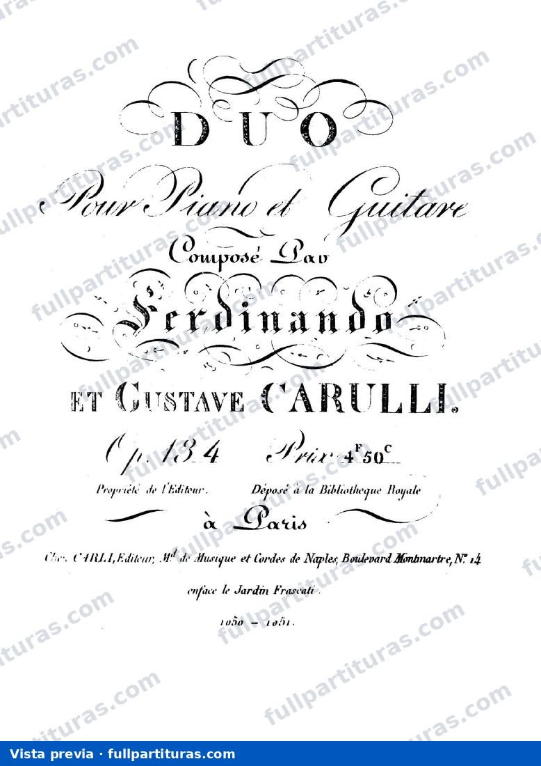 Duo para Piano y Guitarra Op. 134: Parte de la Guitarra — preview