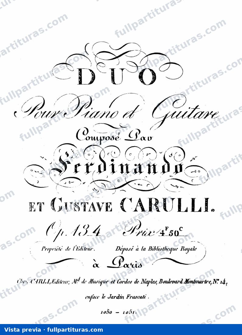 Duo para Piano y Guitarra Op. 134: Parte del Piano — preview