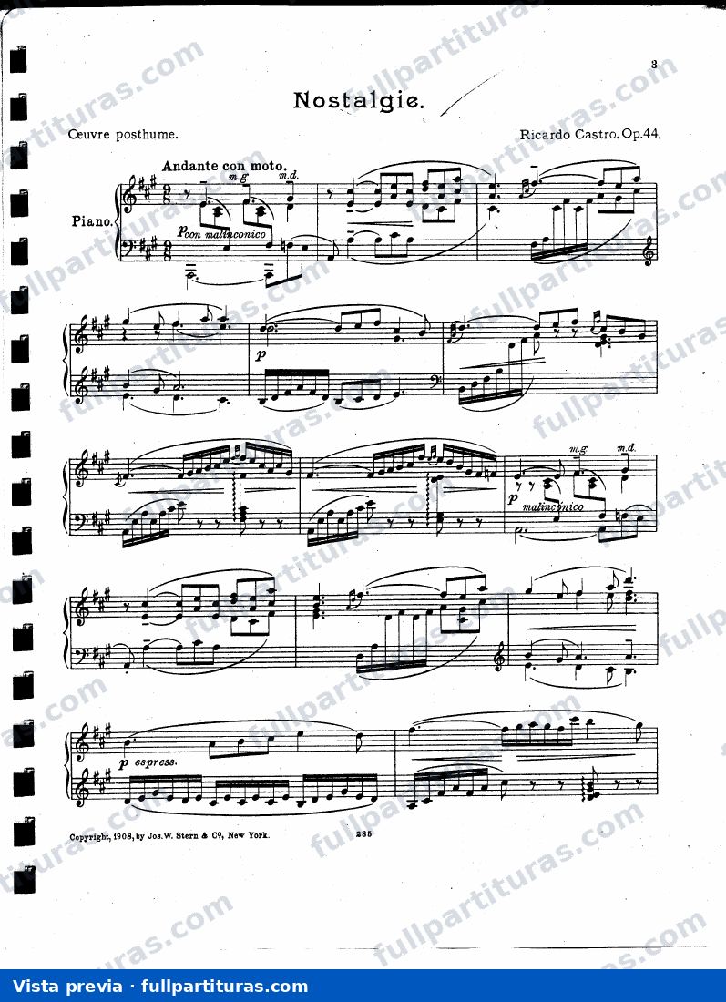 Nostalgie, Op.44 — preview
