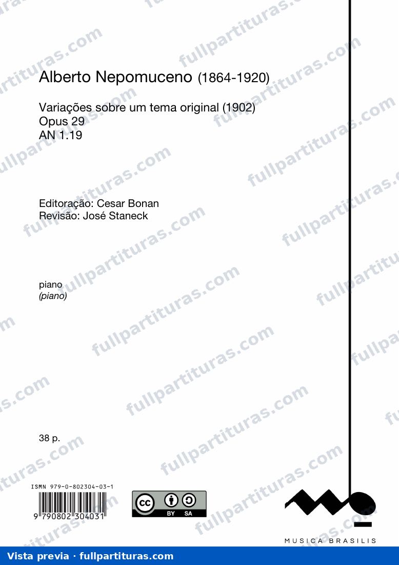 Variações sobre um tema original opus 29 — preview