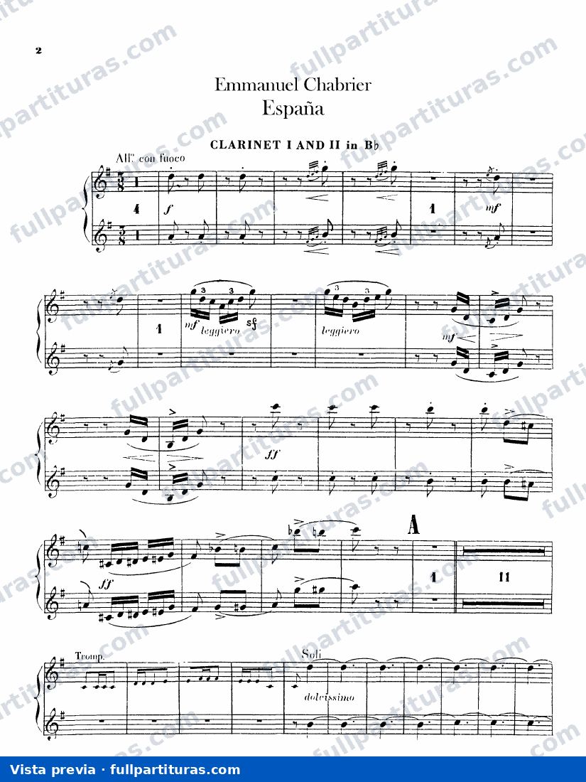 Partitura completa: Clarinete — preview