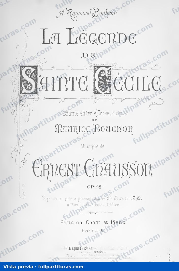 La légende de Sainte Cécile, Op.22 — preview
