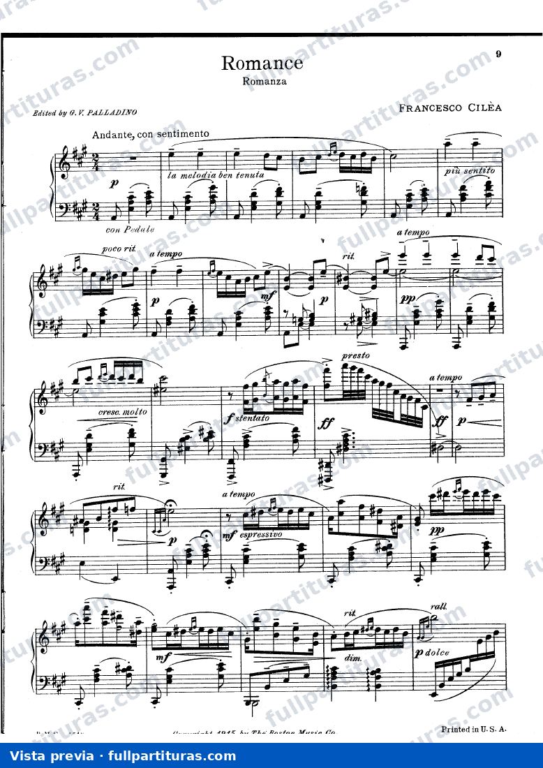 L'arlesiana: Romanza for Piano — preview