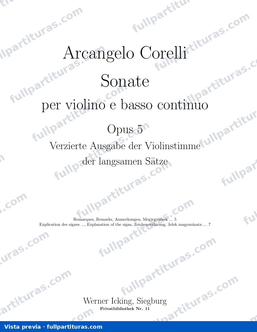 6 Sonatas para Violín y Bajo Continuo Op 5 — preview