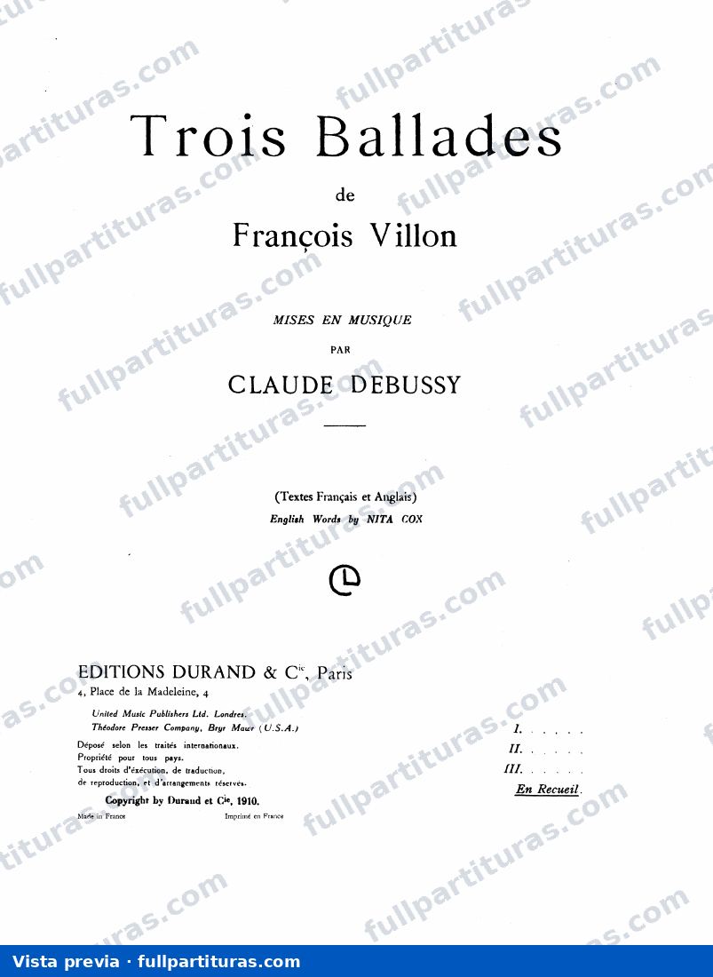 Trois Ballades de François Villon — preview