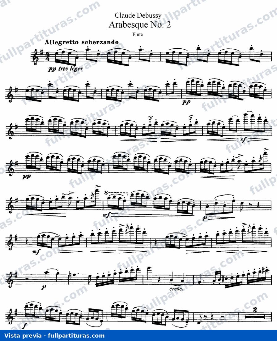 Arabesque nº 2 en versión para Flauta y Piano: Partichella Flauta — preview