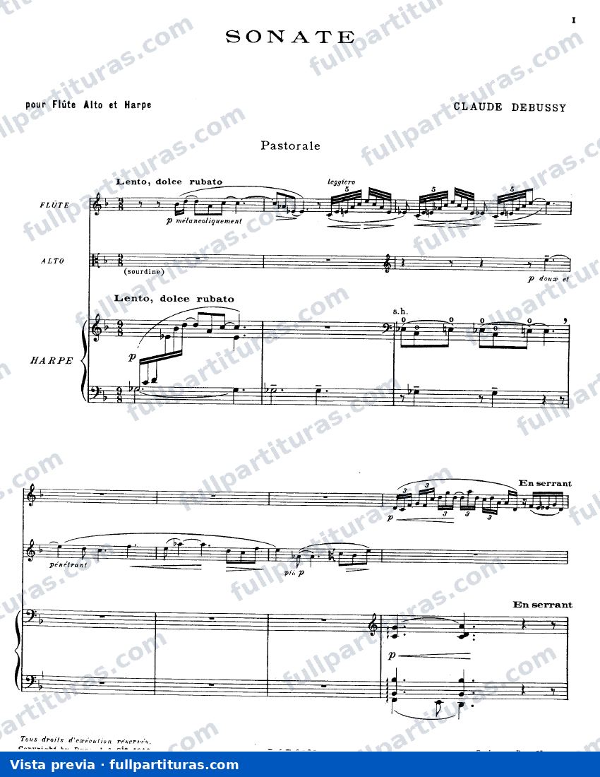 Sonatas: Sonata para Arpa, Flauta y Viola — preview