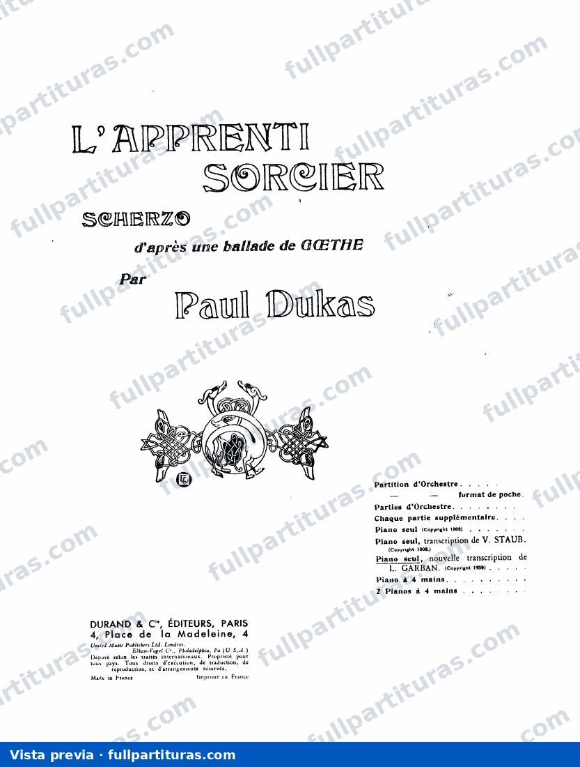 L'Apprenti Sorcier: Versión para piano — Vorschau