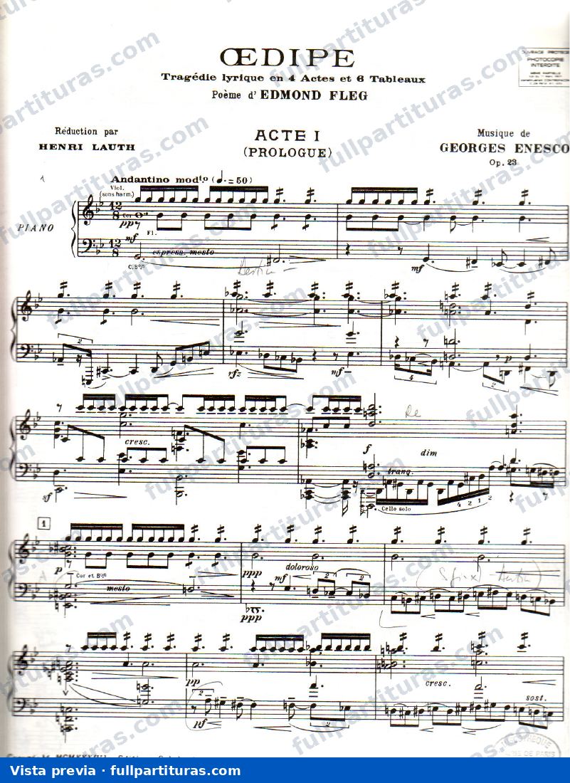 Oedipe, Op.23: Acto 1 — preview