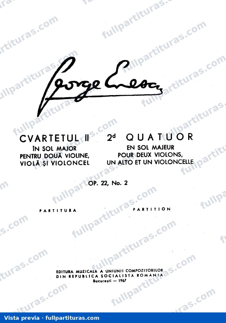 2 Romanian Rhapsodies, Op.11: String Quartet, Op.22 No.2 — preview