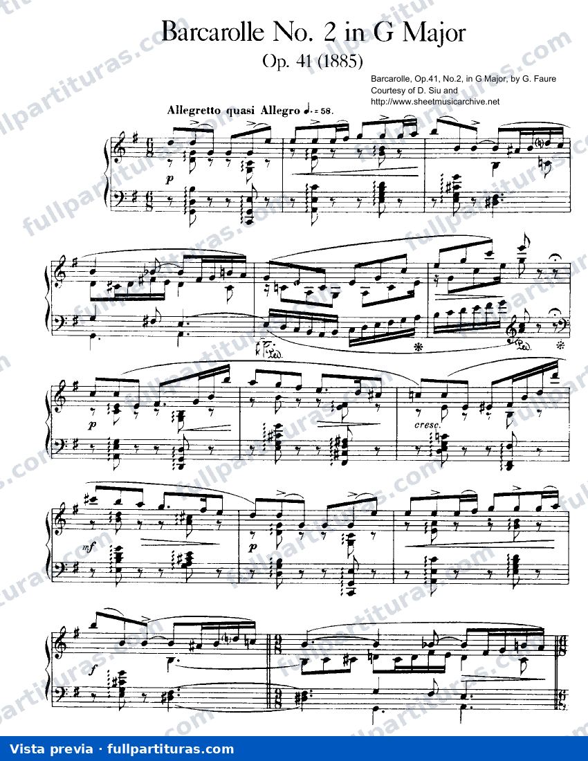 Barcarolle No.2, Op.41 — vista previa