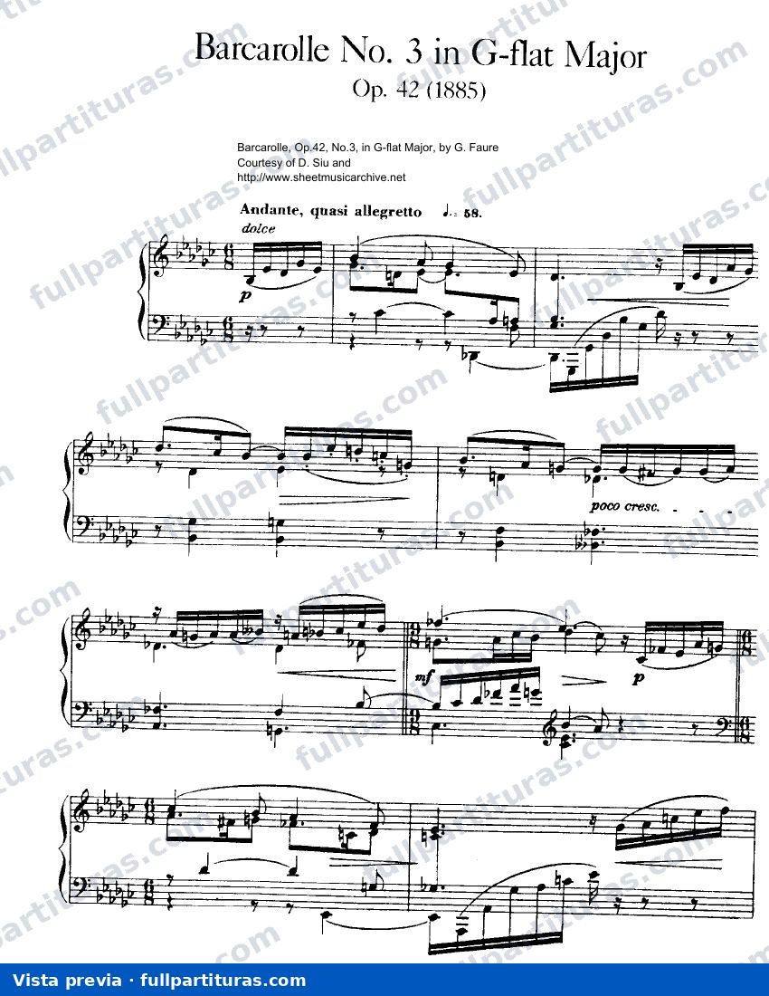 Barcarolle No.3, Op.42 — vista previa