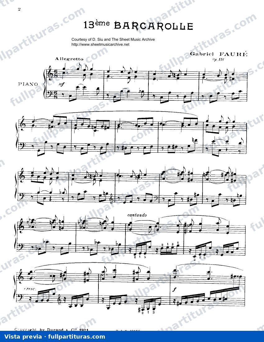 Barcarolle No.13, Op.116 — preview