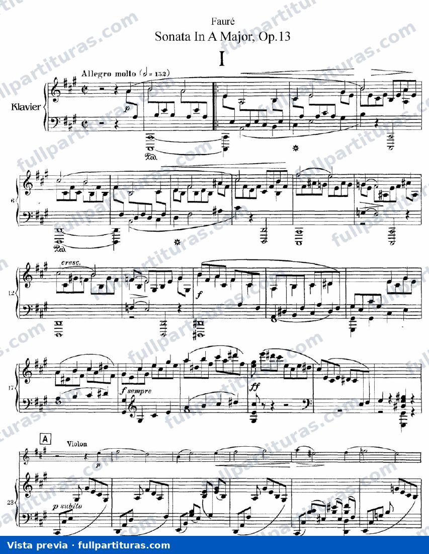Sonata Nº 1 Op.13 en A — preview