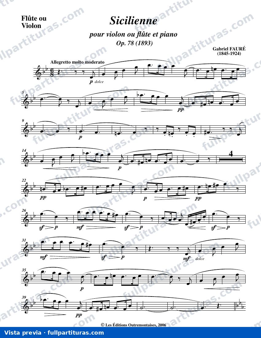 parte de la flauta o violín — preview
