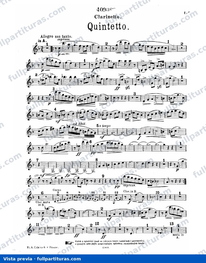 Quinteto, Op.42: Clarinete — preview