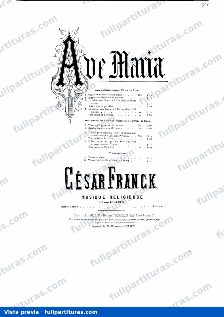 Ave Maria: Versión para soprano solista con acc órgano — preview