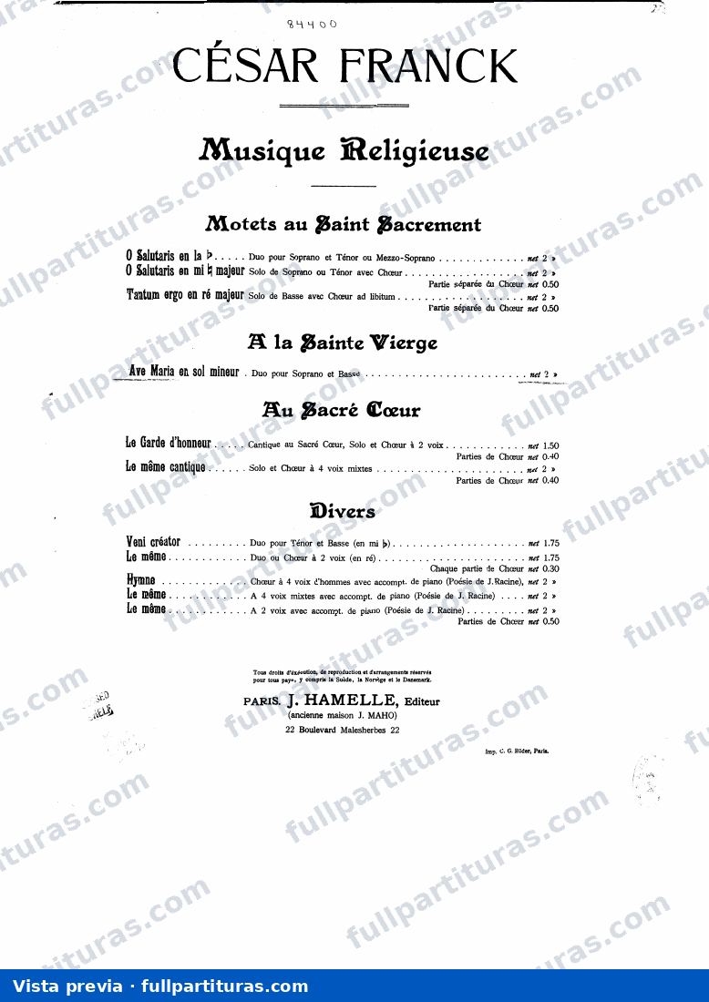 Ave Maria: Versión para soprano y bajo con acc. órgano — preview