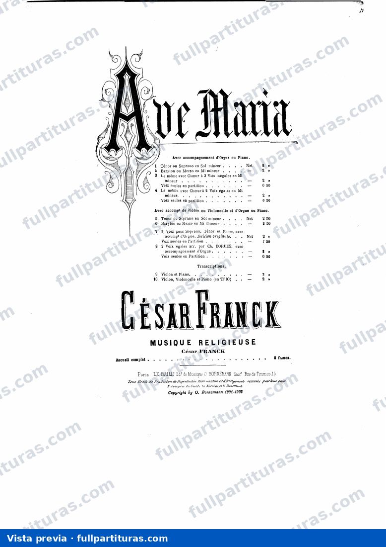 Ave Maria: Versión para soprano, tenor y bajo con acc. órgano — preview