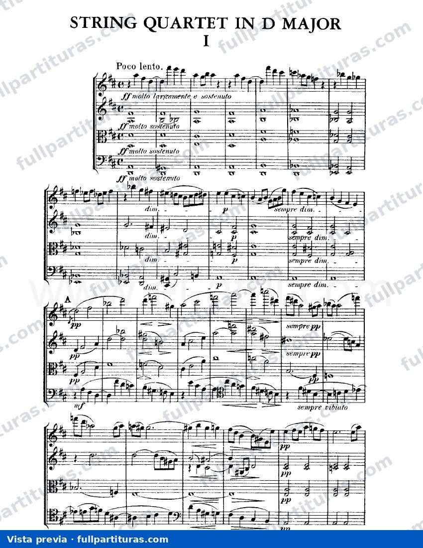 Cuarteto para Cuerdas en Re M: Primer movimiento - Lento — preview