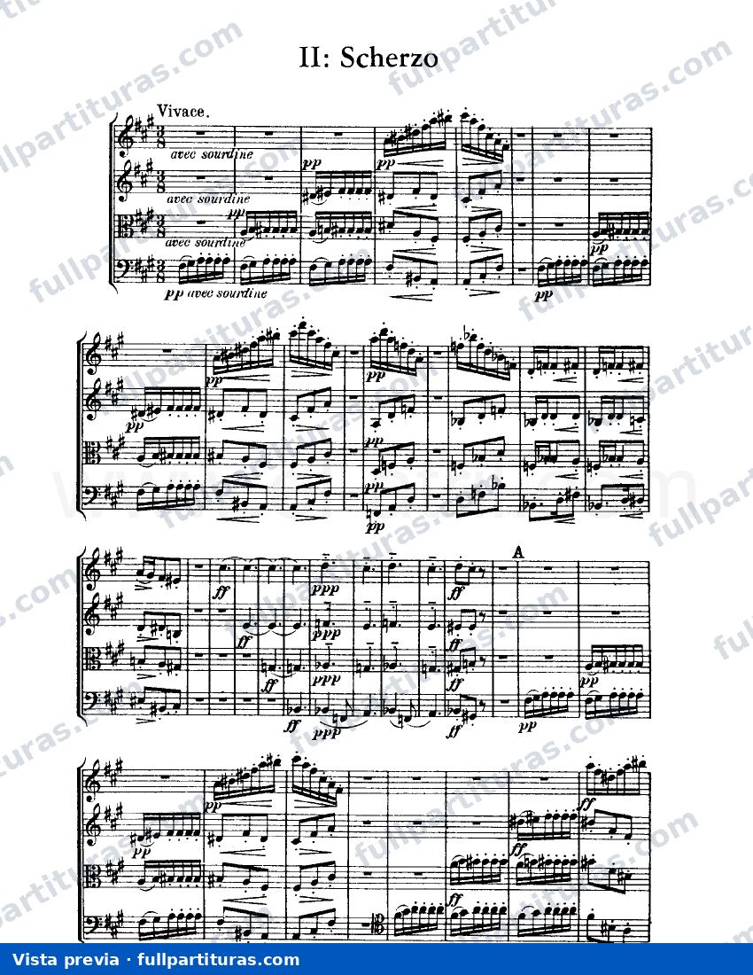 Cuarteto para Cuerdas en Re M: Segundo movimiento - Scherzo — preview