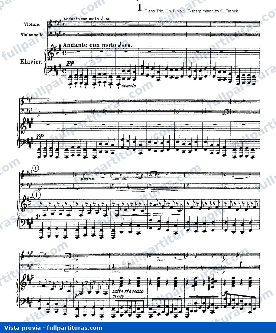 Cuarteto para Cuerdas en Re M: Trio para Piano, Violín y Cello Nº1 Op. 1 — preview