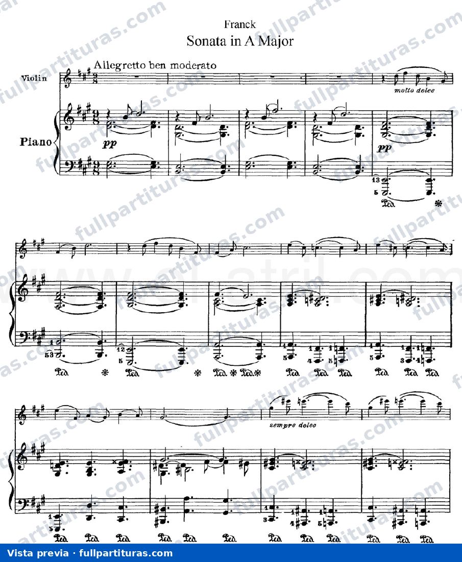 Cuarteto para Cuerdas en Re M: Sonata para Violín y Piano en A — preview