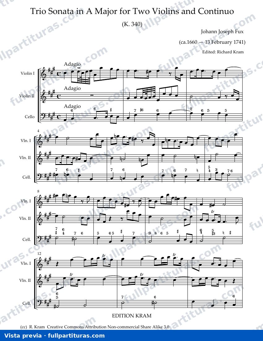 Trio Sonata in A major, K.340 — preview