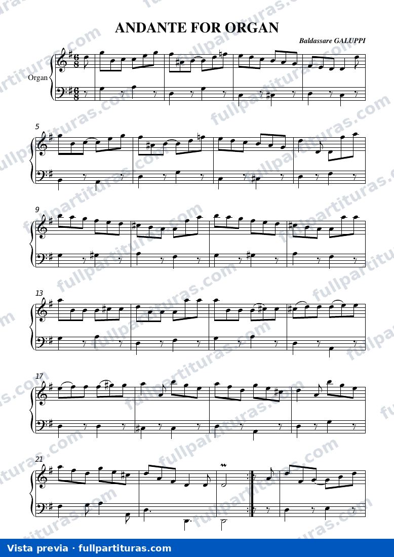 Andante for organ — preview