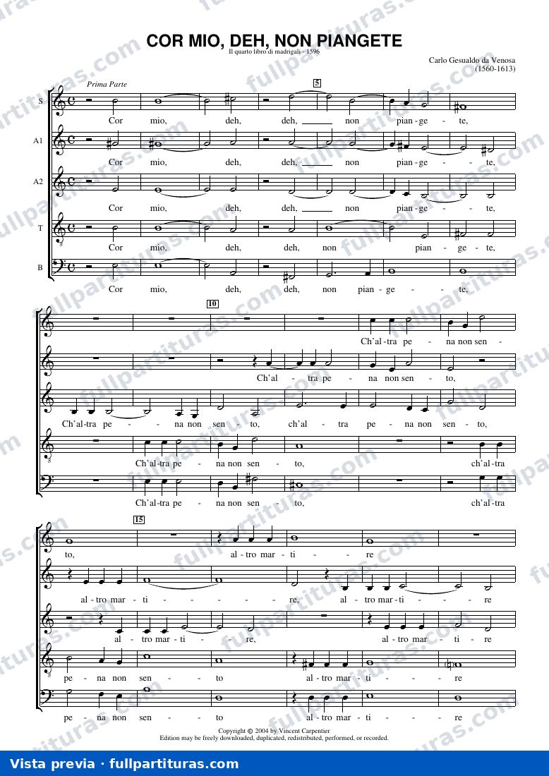 Cor mio, deh, non piangete — preview