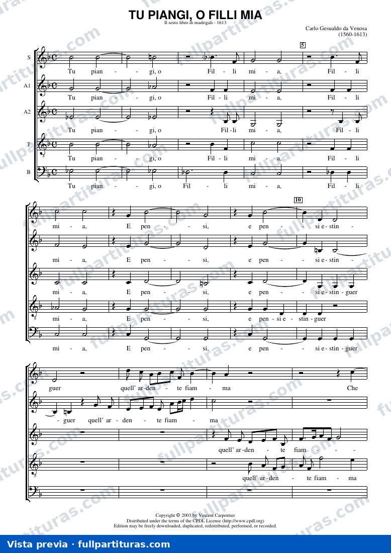 Tu piangi, o filli mia — preview