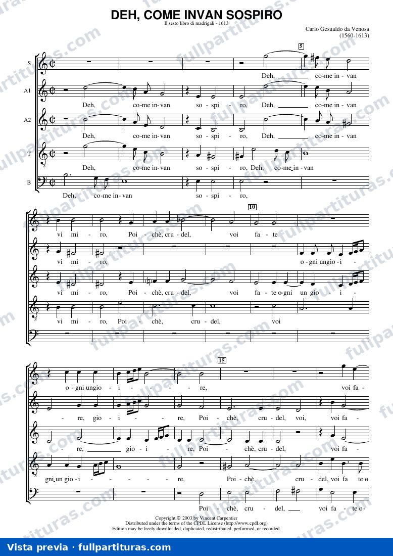 Deh, come invan sospiro — preview