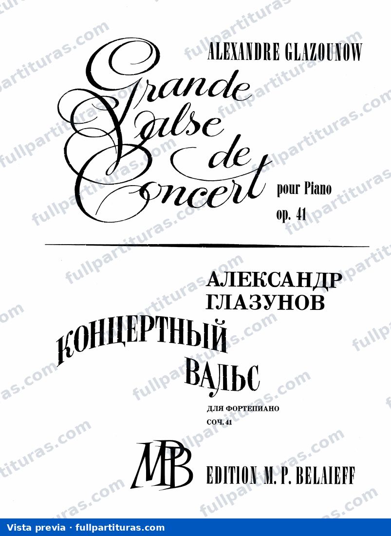 Grande Valse de Concert pour Piano, Op.41 — preview
