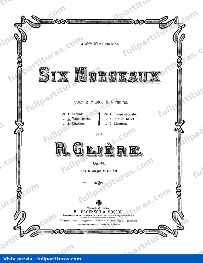 6 Morceaux pour 2 Pianos, Op.41 — preview