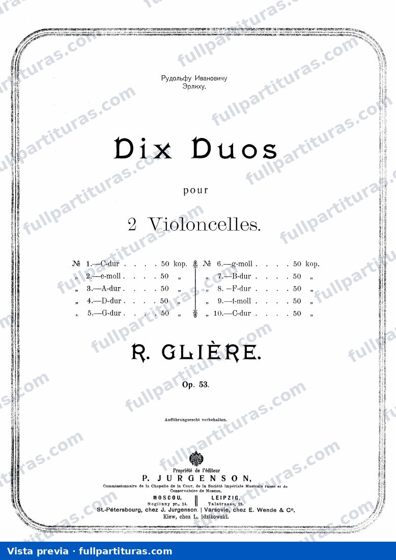 10 Duos para 2 Cellos, Op.53 — preview