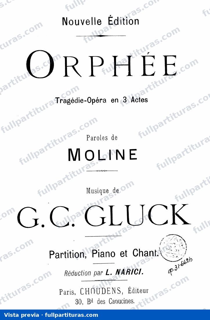 Orfeo y Euridice: Versión con acc. piano — preview
