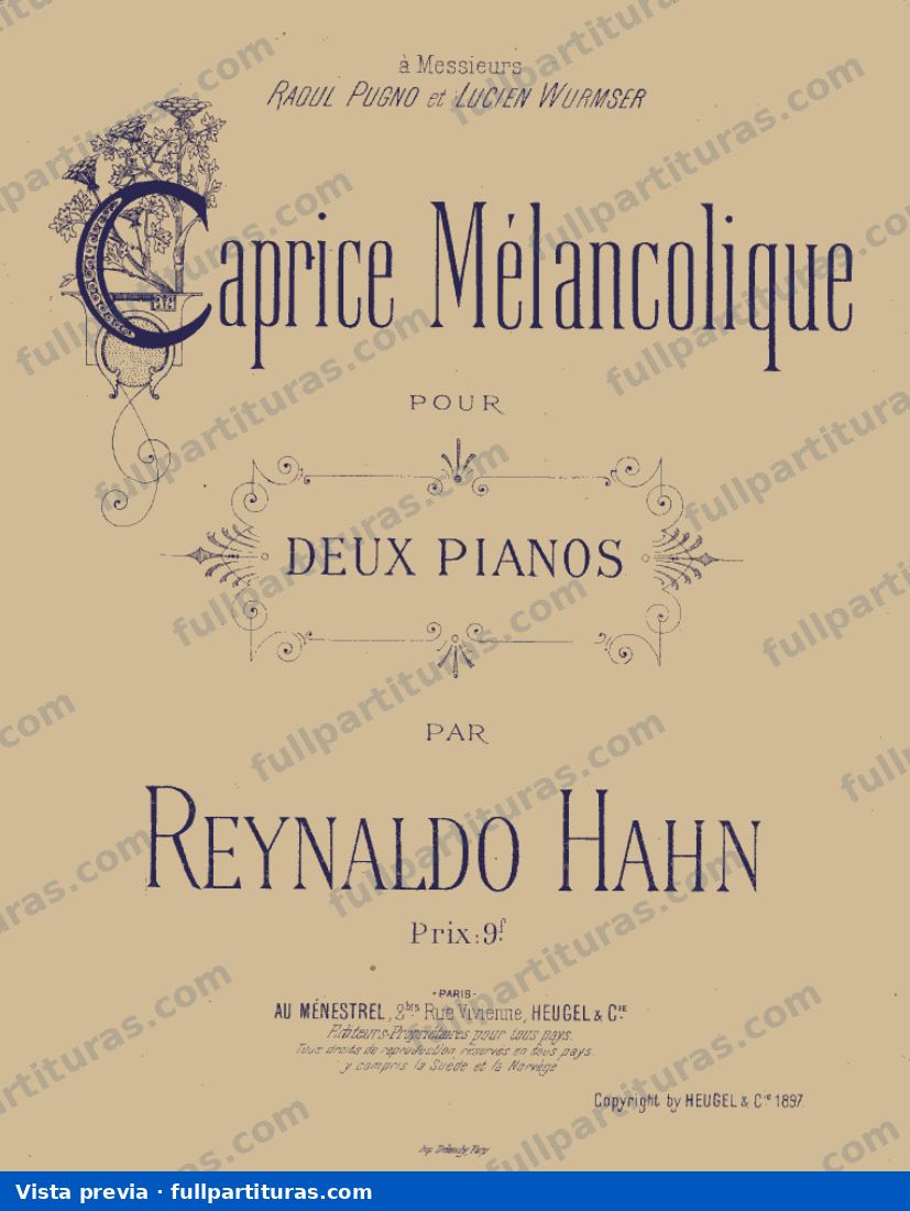 Caprice mélancolique for 2 Pianos — preview