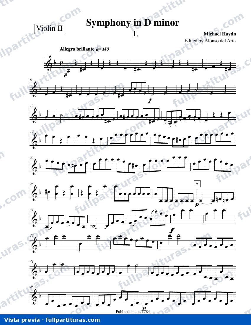Symphony No.30 in D minor, MH 393: Violín 2 — preview
