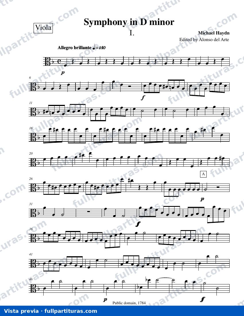 Symphony No.30 in D minor, MH 393: Violas — preview