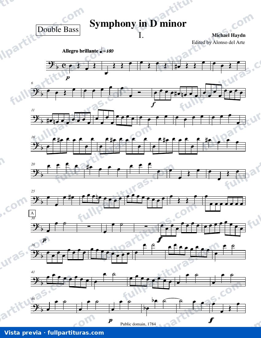 Symphony No.30 in D minor, MH 393: Contrabajo — preview