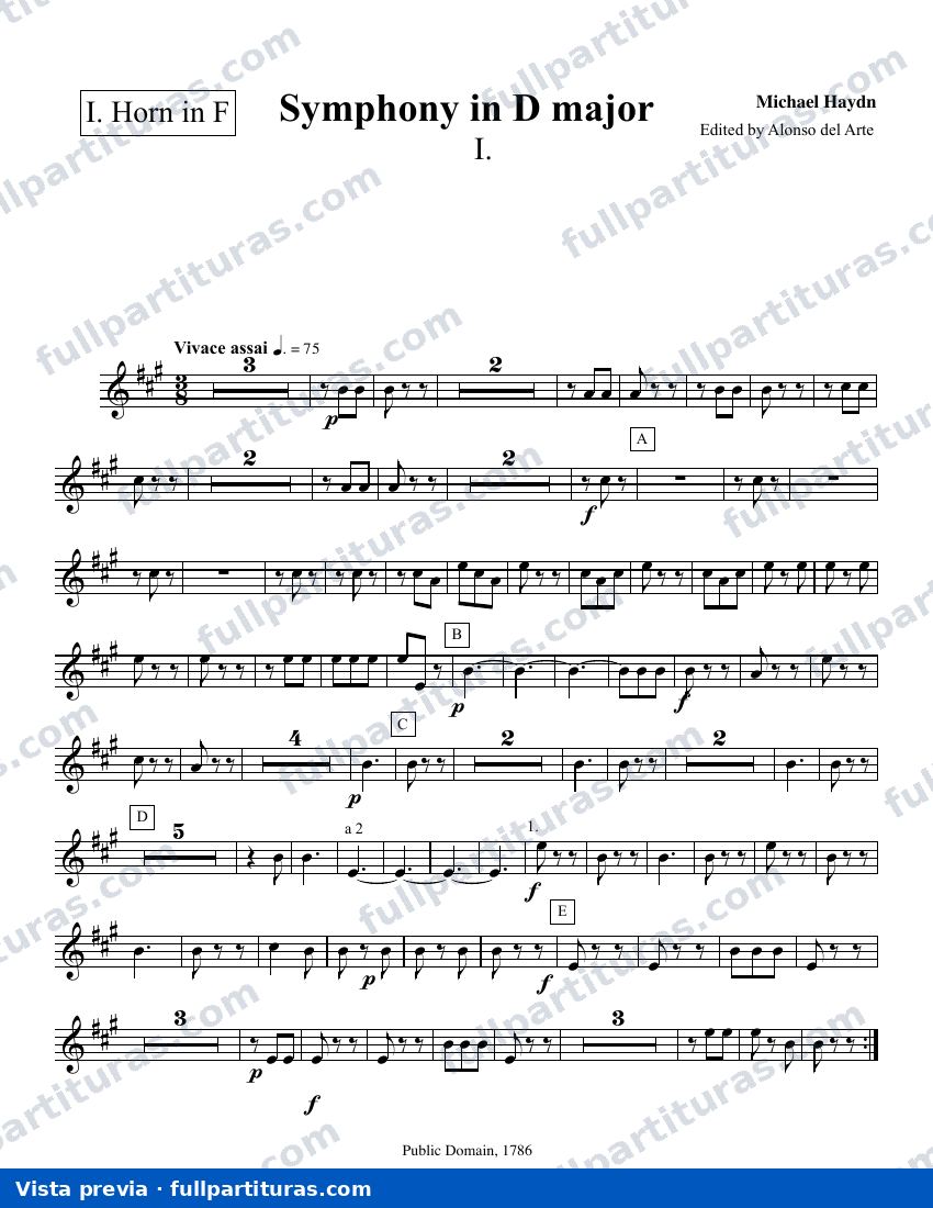 Symphony No.32, MH 420: Trompa 1 — preview
